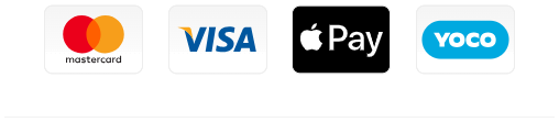 We accept Mastercard, Visa, Apple Pay and Yoco